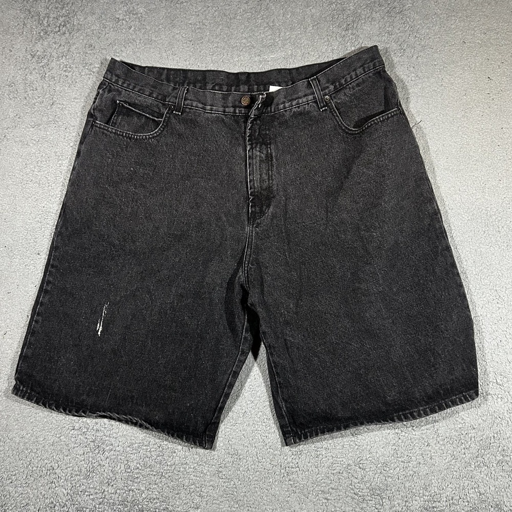 Vintage 90's SOLO Black Denim Shorts USA Men's Size 44 Baggy Wide Leg  #2058